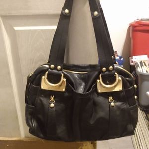 B.Makowski. black leather handbag